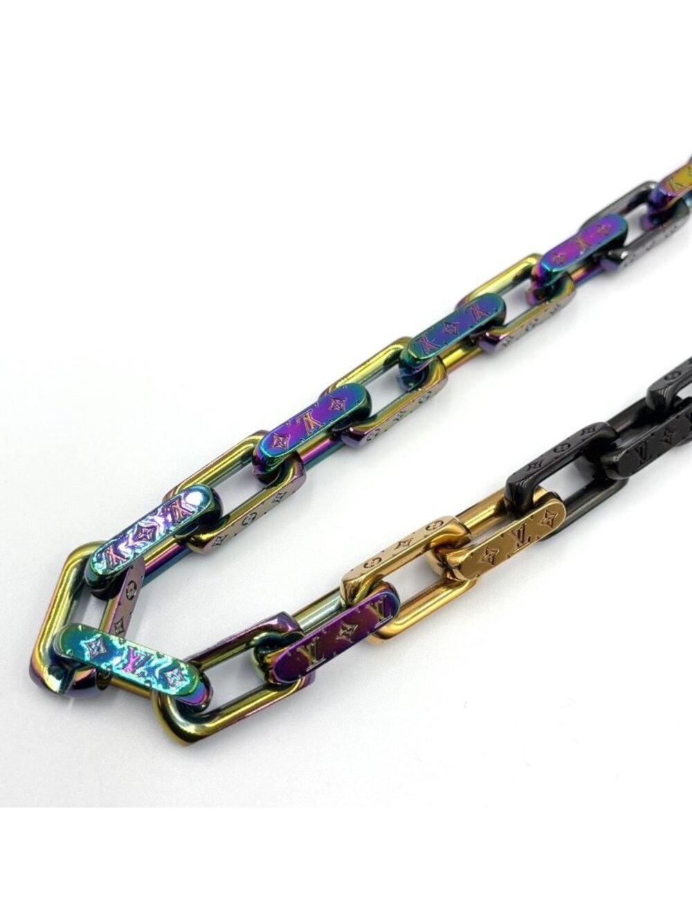 Louis Vuitton Collier Monogram Rainbow Metal Gold Black Multicolor Chain